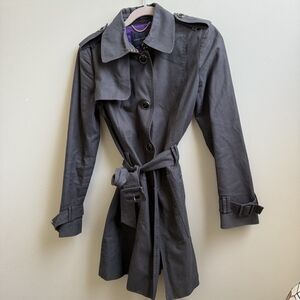 Banana Republic Womens Gray Lined Trench Coat Belted Size Small